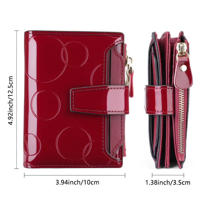 Fashion Women's Wallets RFID Blocking Card Holder Purses for Women Patent Leather Wallet and Handbags with Zip Coin Pockets