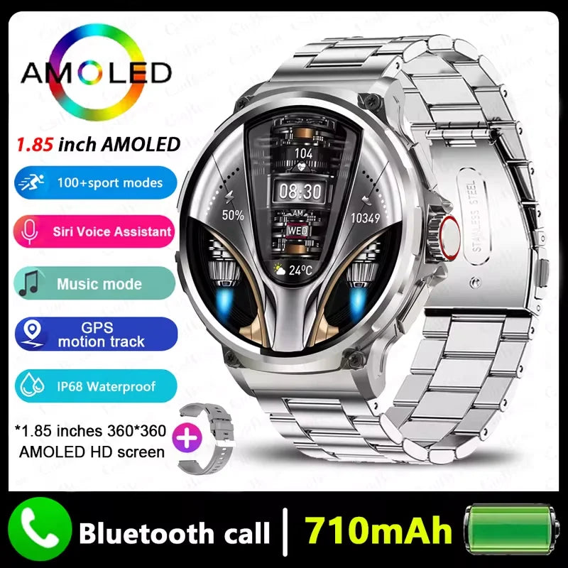 2026 New GPS Trajectory Smart Watch Men 1.85inch HD AMOLED Screen 710mAh Battery Sport Bluetooth Call Smartwatch For Android IOS
