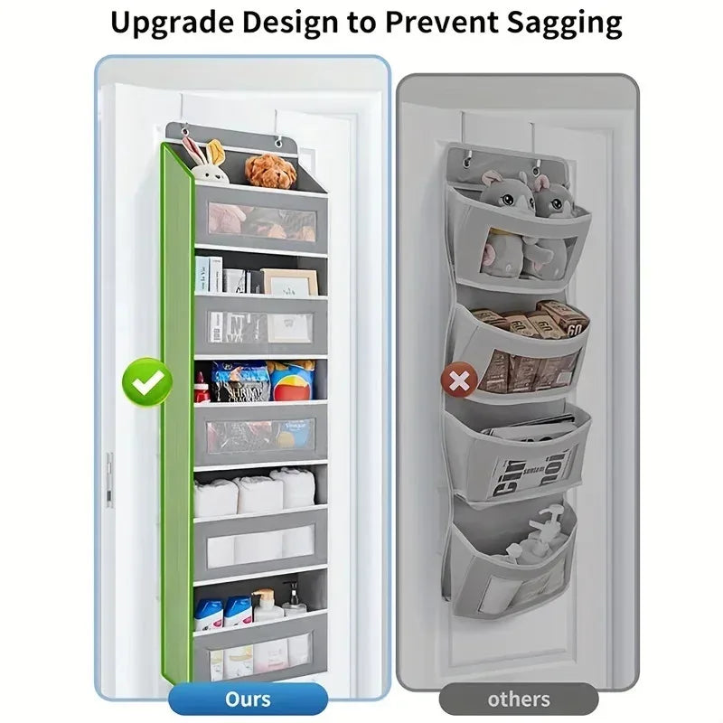 Upgraded 5-Shelf Hanging Storage Organizer for Behind the Door, Anti-Tip, with 5 Large-Capacity Pockets, Suitable for the Bedroom