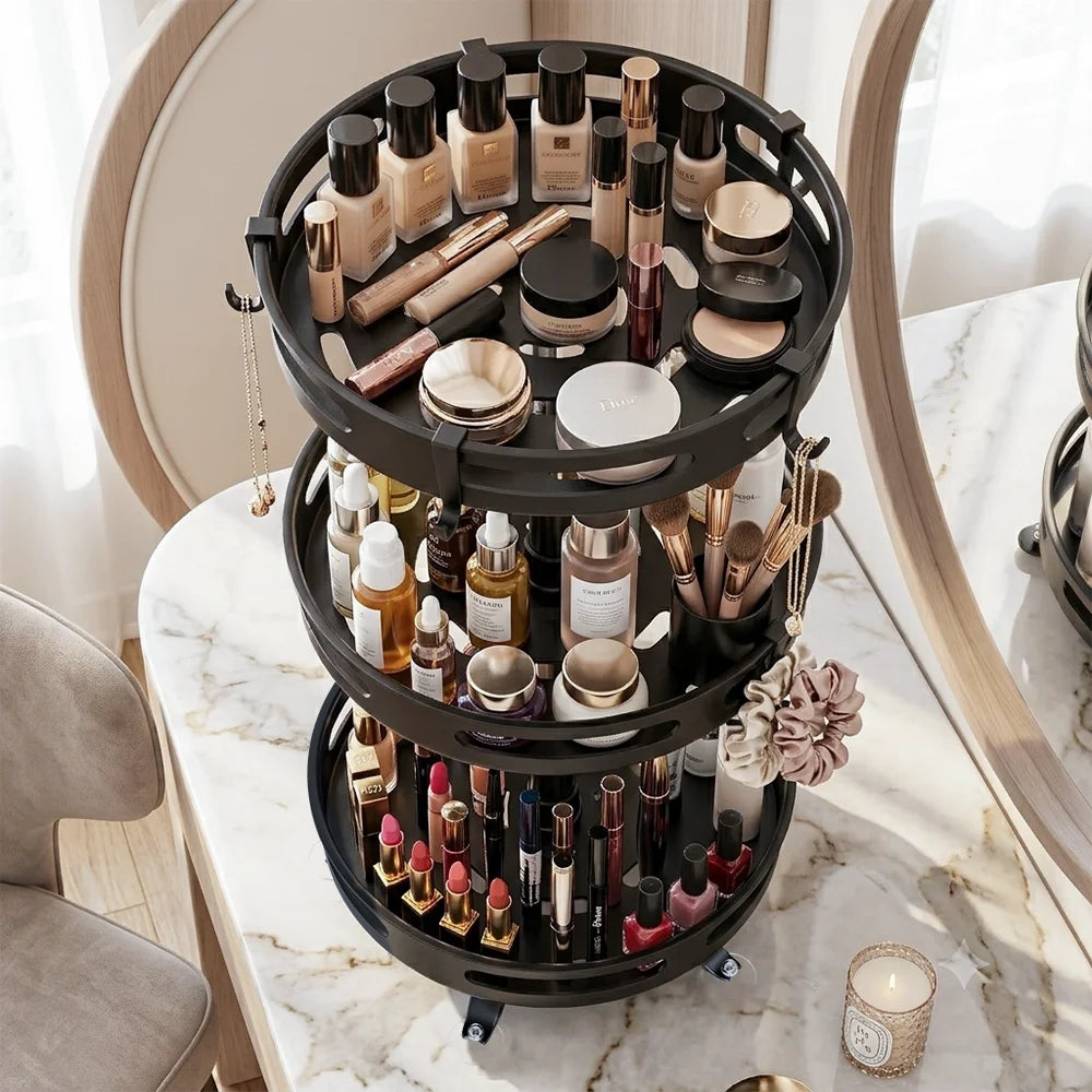 Organizador de especias giratorio de 360°, estante redondo de acero al carbono, organizador de cocina giratorio para frascos y botes de especias