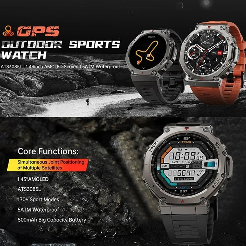GPS Outdoor Smartwatch with Compass and Altimeter