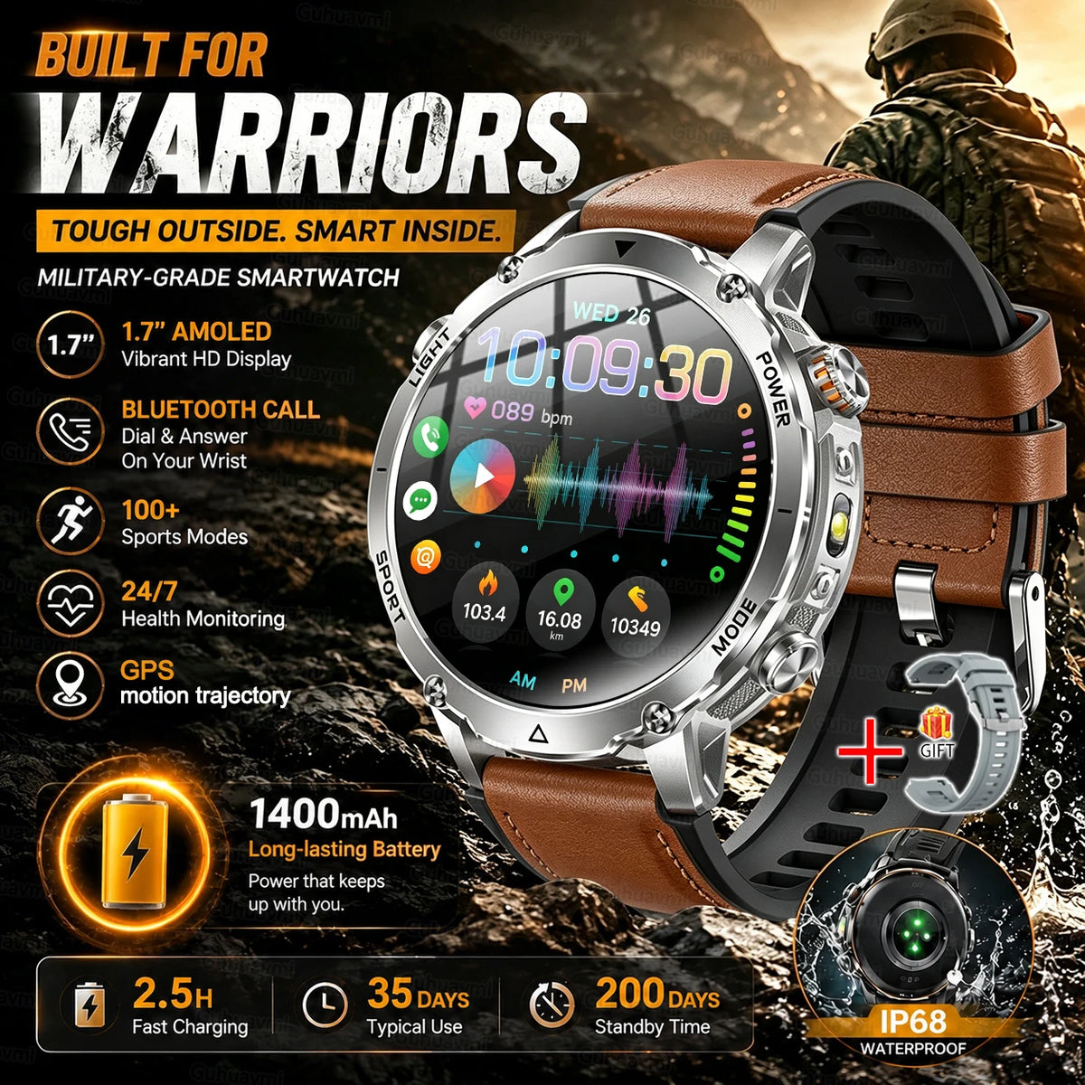 Rugged Outdoor Smartwatch with Bluetooth Calling