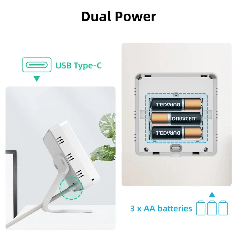 Smart Wi-Fi Wireless Thermostat with 220V Receiver for Dry Contact Signal Water Gas Boiler Tuya Remote Temperature Controller Alexa Google Home Type-c Cable/Battery Powered Thermostat