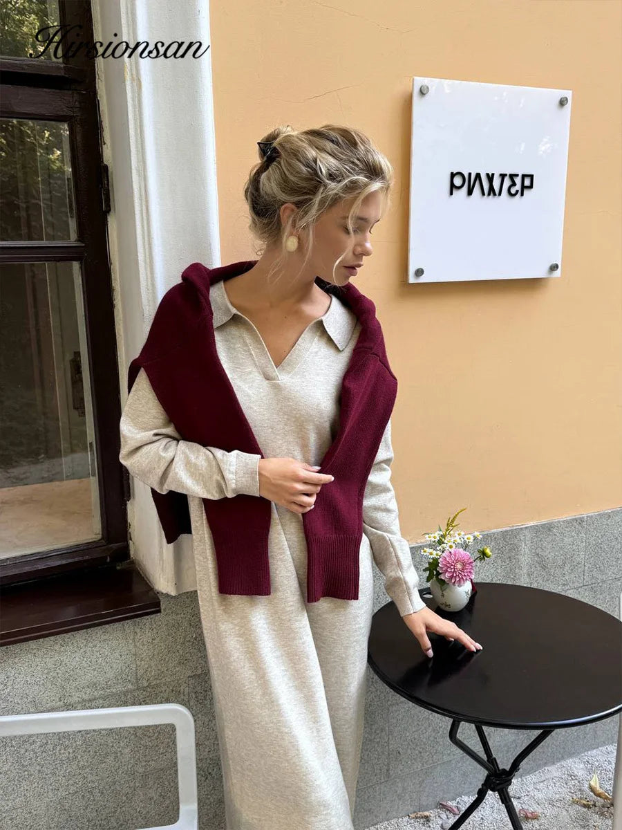 Abito midi donna in maglia con maniche lunghe — immagine 5