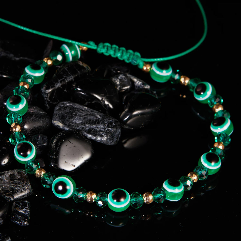 Bracelet turc contre le mauvais œil, perles de cristal colorées, pour homme et femme, fait main avec corde tressée, bijou porte-bonheur