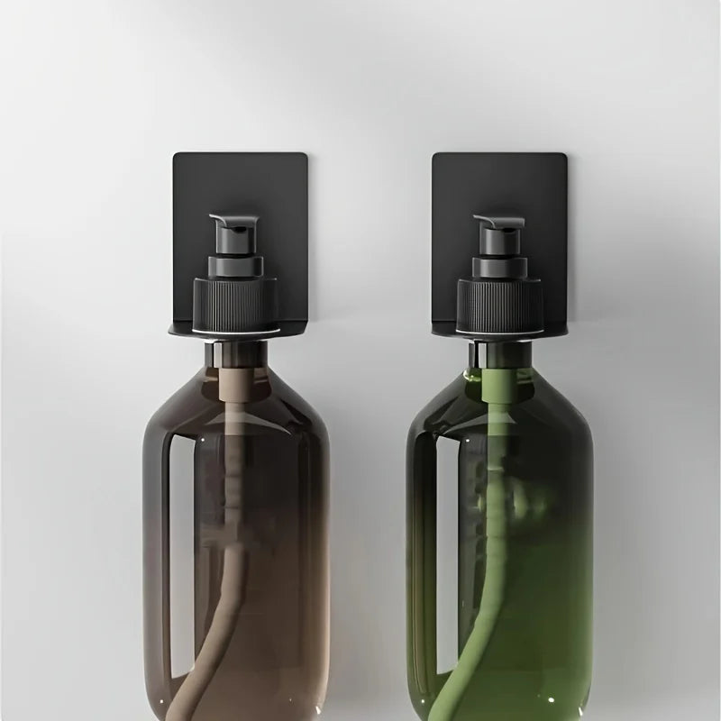 2 crochets muraux en acier inoxydable pour bouteilles, porte-flacons rechargeables pour shampoing, accessoires de salle de bain, crochets à fixer au mur