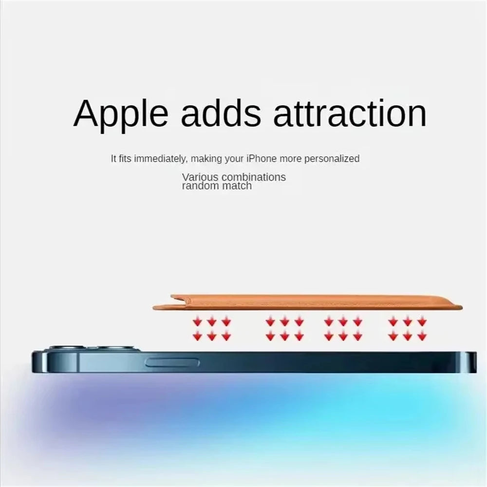 Magnetic Card Holder Leather PU Card Sleeve ID Card Holder Mobile Phone Back Sticker Bag For Magsafe iPhone 17 Card Holder Cover