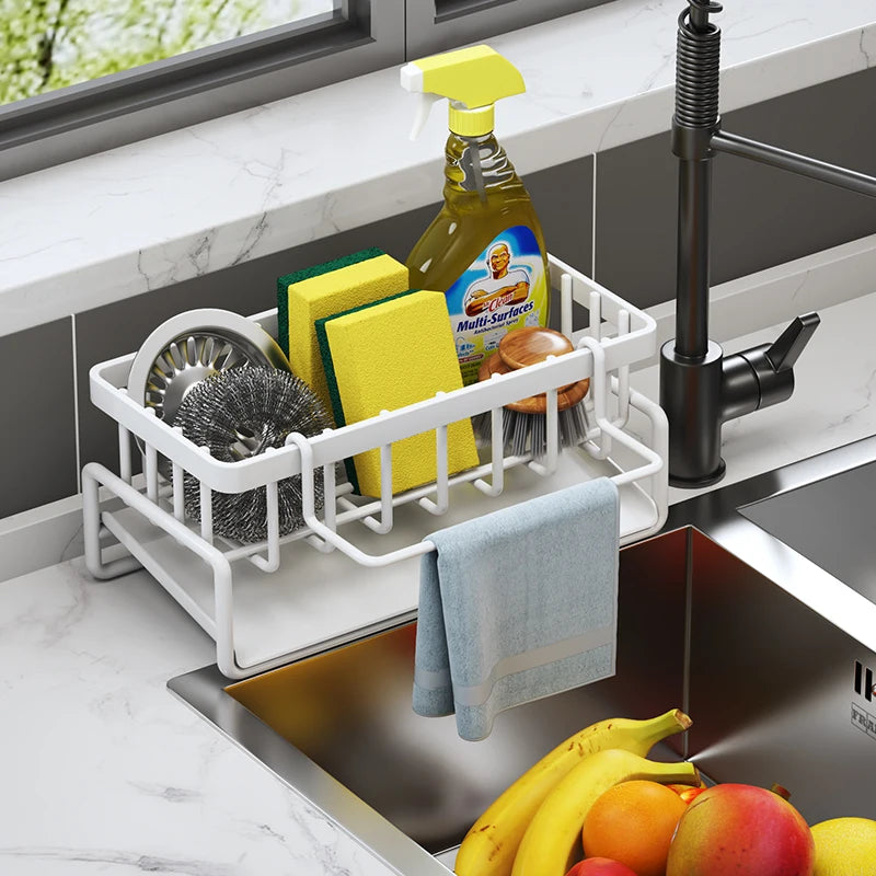 Étagère de rangement pour épices de cuisine avec égouttoir, organisateur d'évier à installer, étagère à fixer sur robinet pour accessoires de cuisine domestique