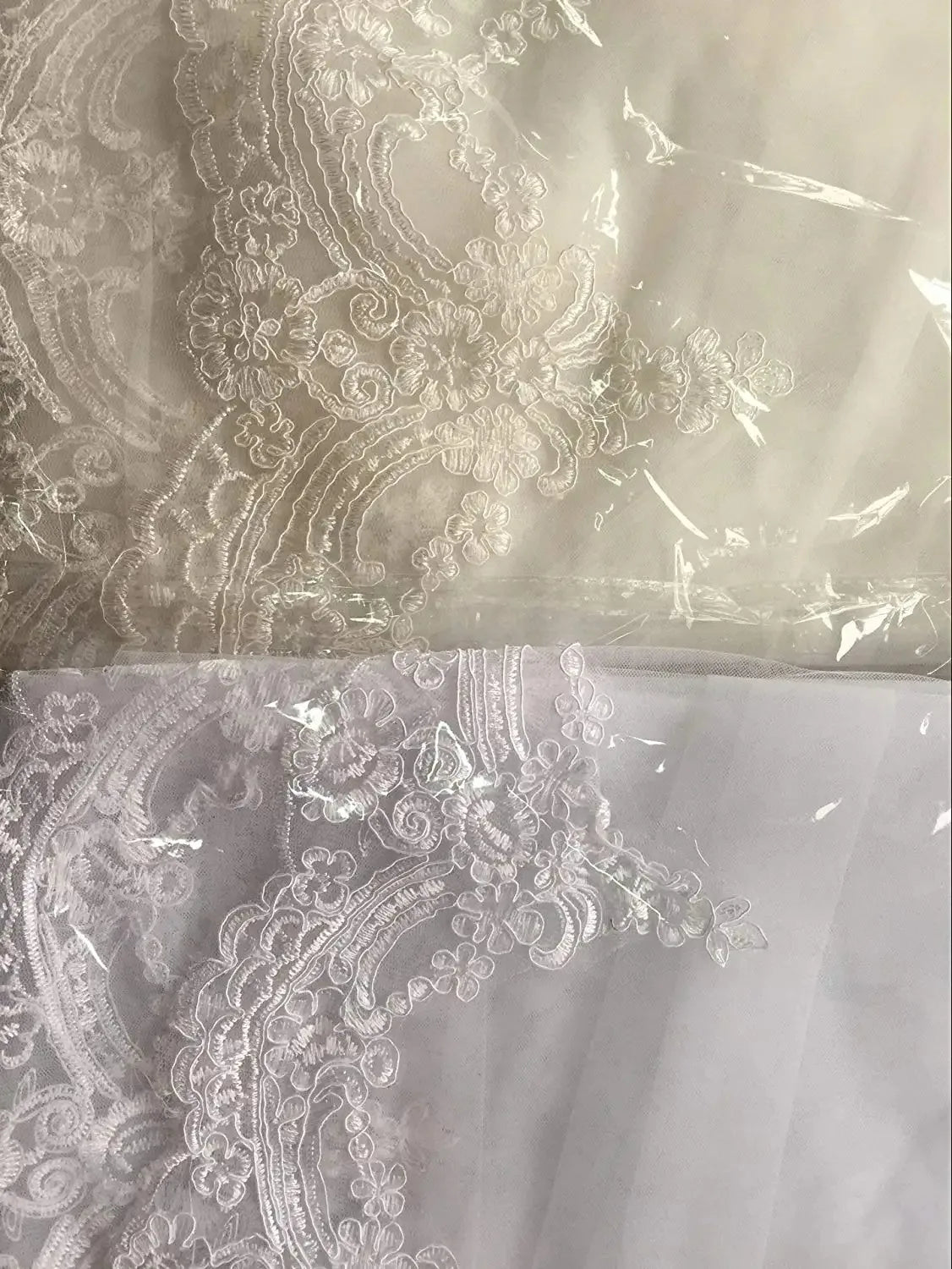 Hot Sale Elegant Flower Lace Edged Appliques Veil with Comb 1 Tier Veil 3mx1.5m Long Cathedral Length Wedding Bride Accessories
