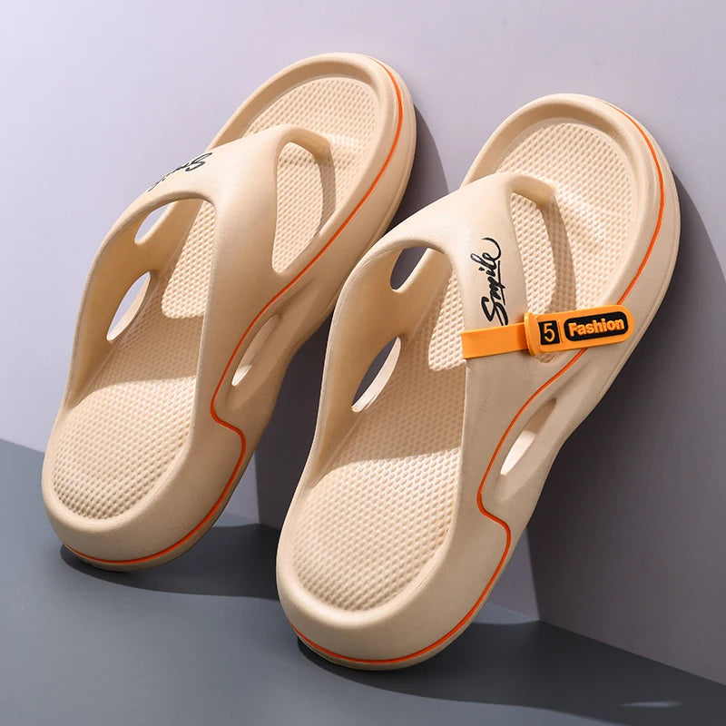 Herren-Flip-Flops Zehentrenner Sommer 2025 neue Herrenschuhe mit dicker Sohle, rutschfeste EVA-Badeschuhe, Indoor- & Outdoor-Pantoletten für Paare