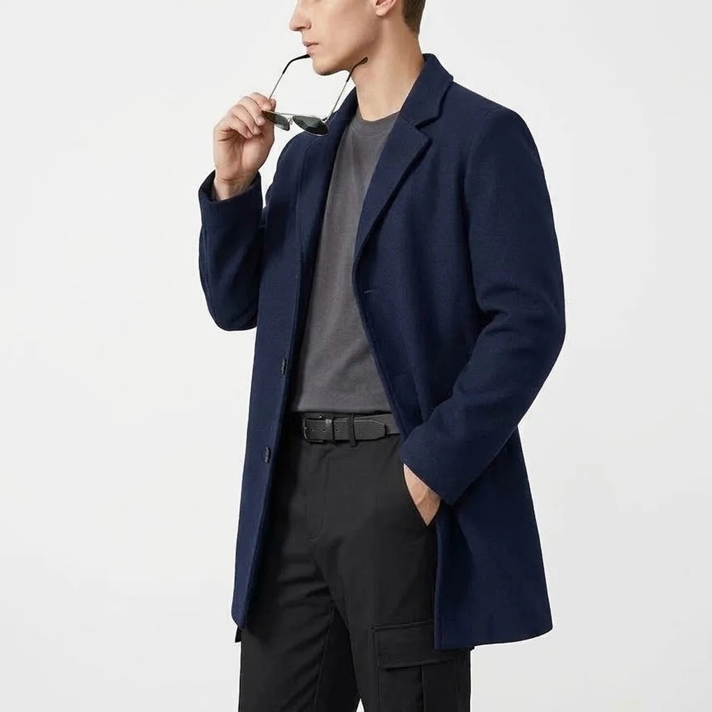 Autumn Men's Classic Overcoat Slim Fit Lapel Winter Trench Coat Elegant Business Casual Single Breasted Long Coat Windbreaker