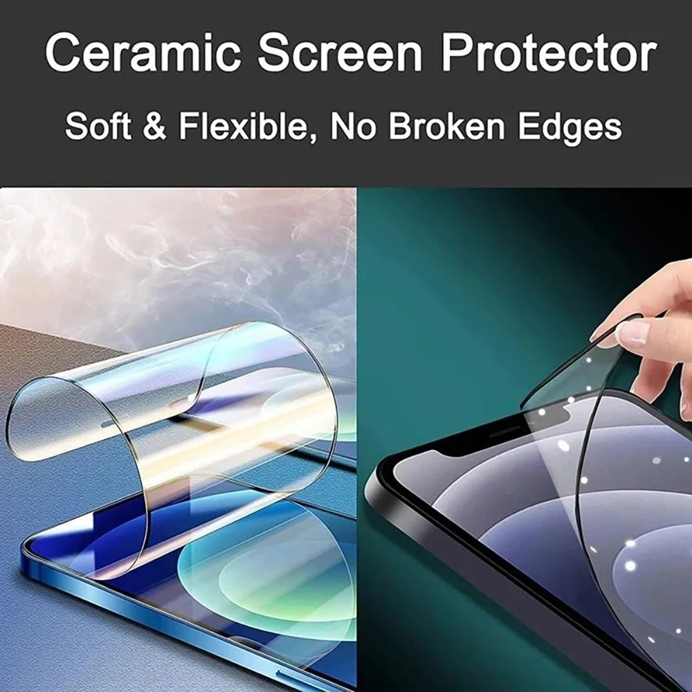 2-10PCS Ceramic Screen Protector For Apple iPhone 18 17Air 16 15 14 13 Pro Max Plus  Flexible Anti-Fingerprint Screen Guard Film