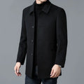 KIDWHXR 2026 Autumn Men Business Causal Wool Jacket Single-breasted Man Coat Windproof Mid Length Long Sleeve Male Outerwear