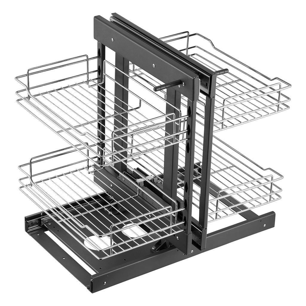 SucceBuy Organisateur coulissant d'angle pour placard de cuisine à 2/3 niveaux, panier de rangement coulissant à 4 étagères