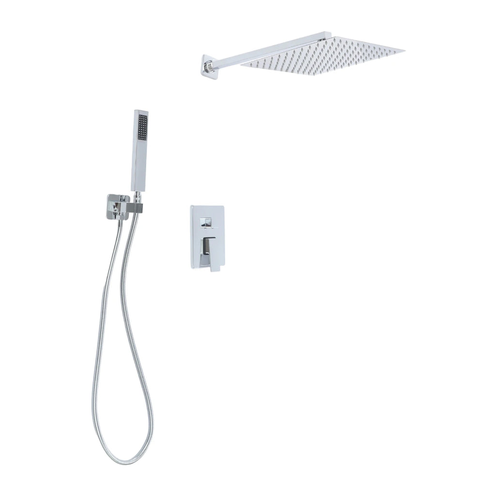 Aufputz-Duschset, Wandmontiertes Duschsystem Badezimmer-Duschset Silber/Schwarz