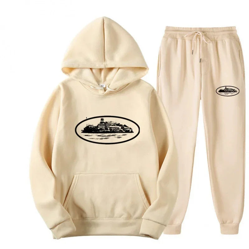 Ensemble sweat à capuche ample unisexe NICE, doublé polaire et imprimé, motif prisonnier diabolique, écologique, doux et confortable, tenue décontractée