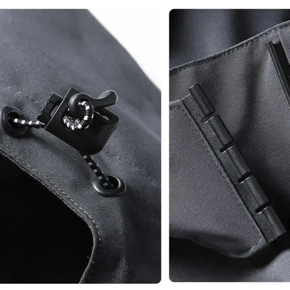 Autumn New Men's Outdoor Jacket Hooded Zipper Fashion Slim Fit Windbproof Coat Camping Hiking Waterproof Casual Outerwear