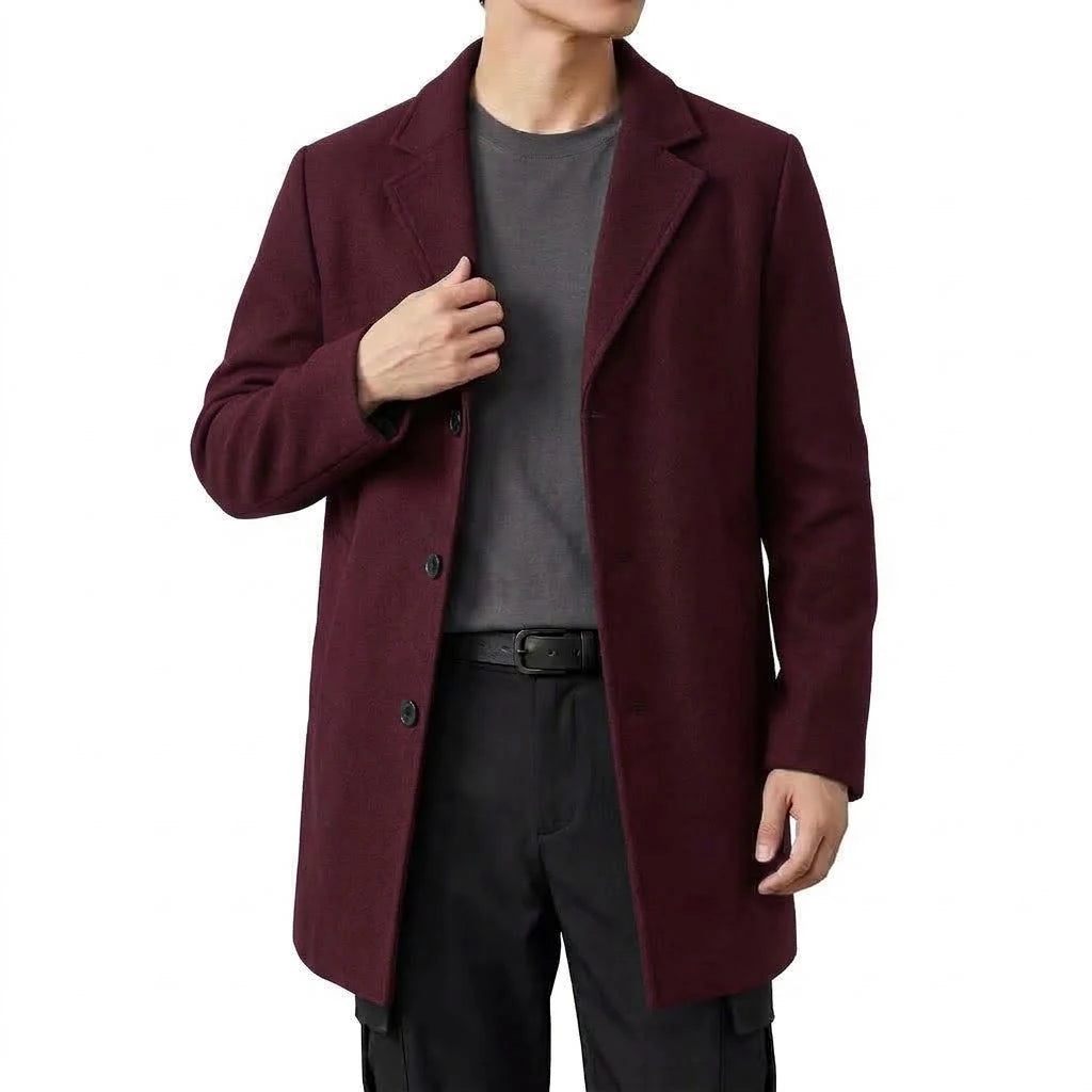Autumn Men's Classic Overcoat Slim Fit Lapel Winter Trench Coat Elegant Business Casual Single Breasted Long Coat Windbreaker