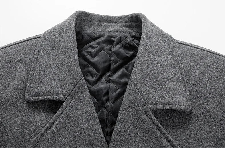 New Winter Men Double Breasted Long Woolen Blends Thicker Warm Cashmere Trench Coats Long Jackets Quality Male Winter Overcoats