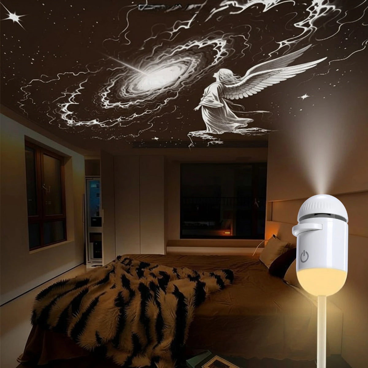 USB Mini Galaxy Sternenprojektor Stern mit Multi-Projektionsfolien Sternenhimmlische Weltraum-Atmosphäre Nachtlicht Kinder Auto Heimdekoration