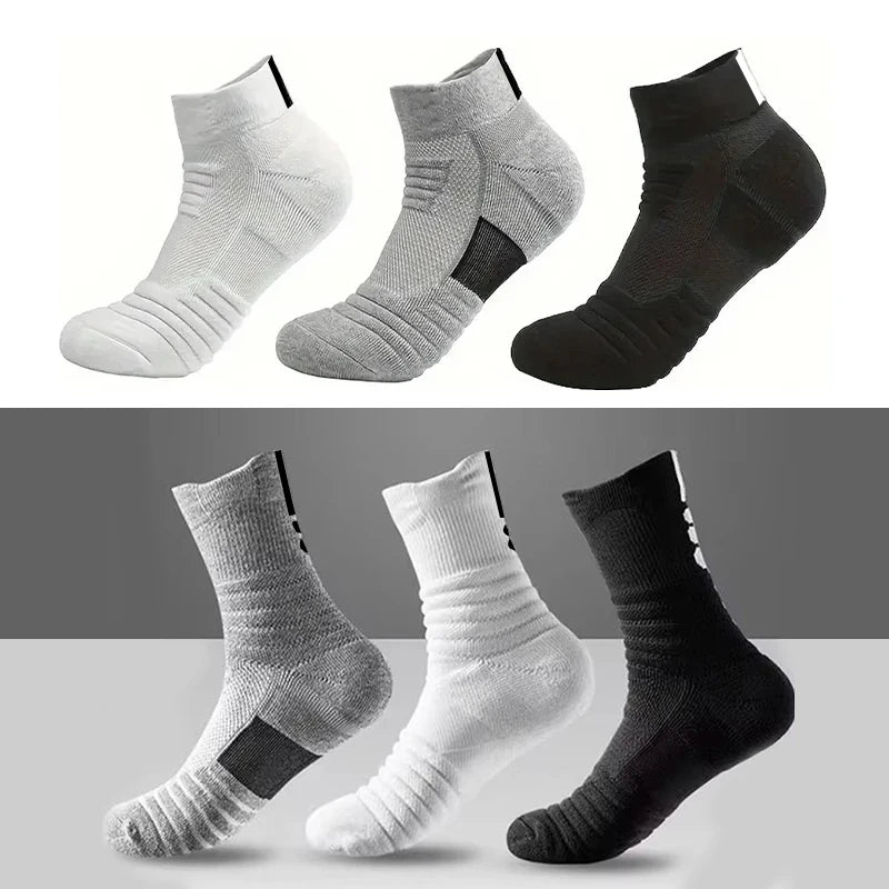1/3 Paar rutschfeste Fußballsocken für Herren, Baumwollsocken, kurze oder lange Schaftlänge, für Fußball und Basketball, atmungsaktiv und geruchshemmend, Größe 39–45