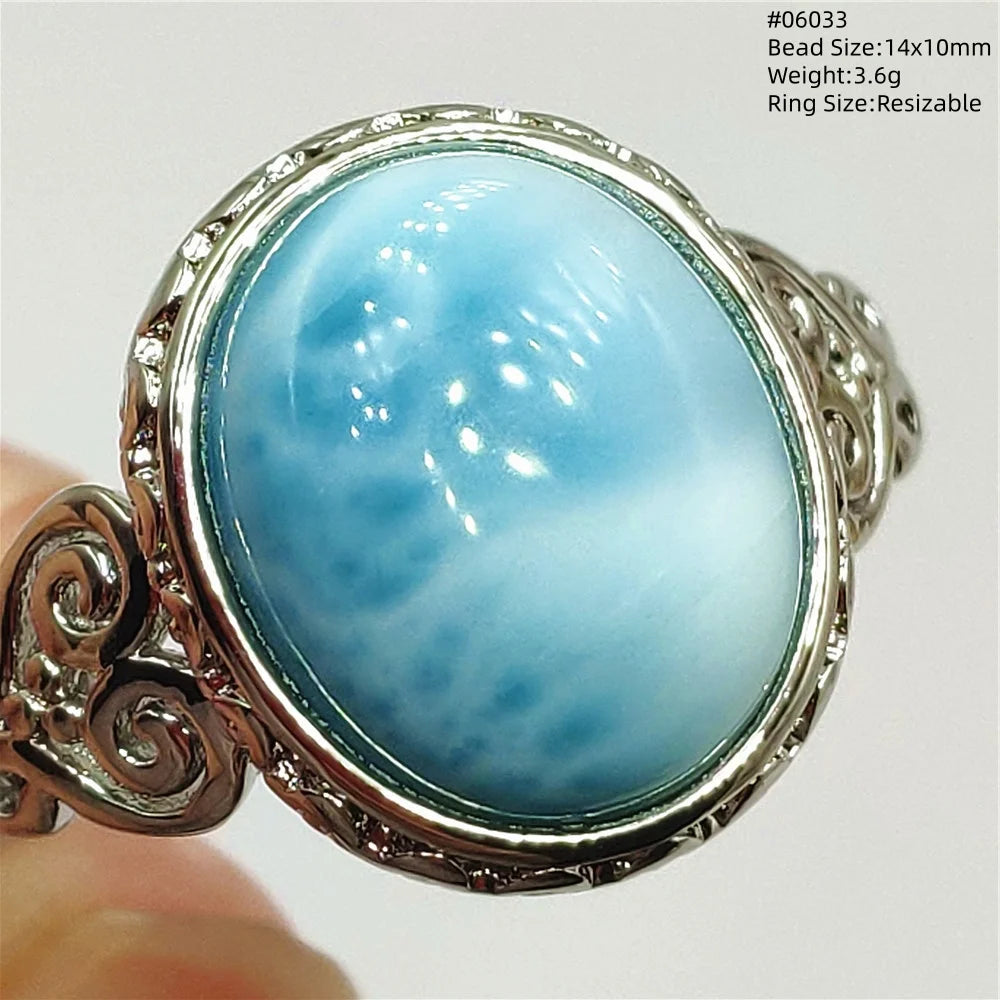 Anello regolabile in argento 925 con larimar