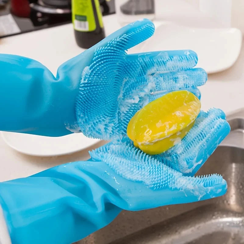 Guantes de limpieza y aseo para mascotas, guante de champú para bañar perros y gatos, esponja limpiadora mágica de silicona para lavar platos, guante quitapelos