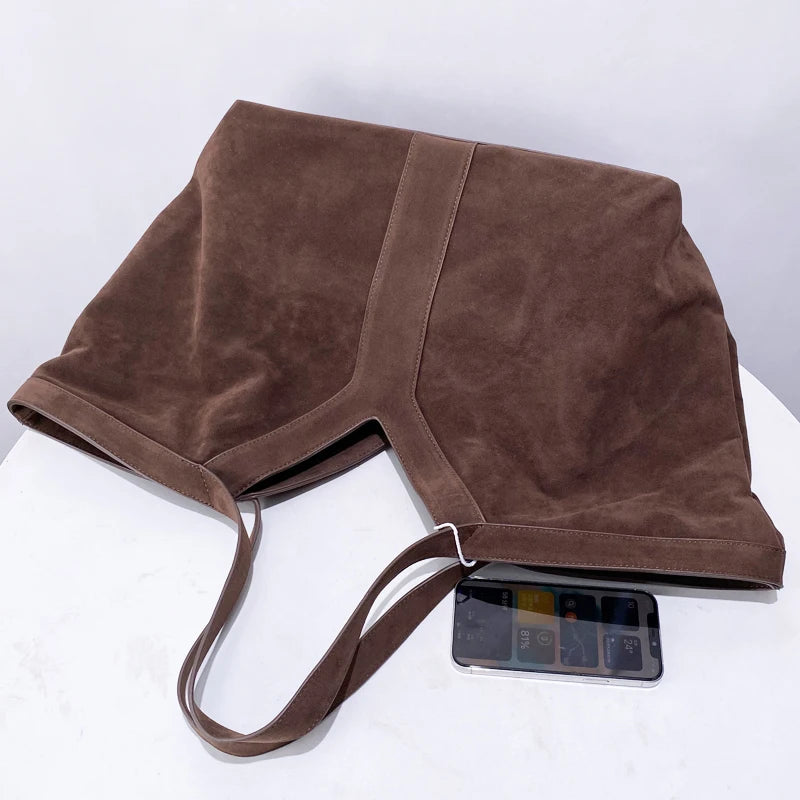 Oversized Faux Suede Tote Bags For Women Luxury Designer Handbags Purses 2026 New In Large Capacity With Inner Pocket Shoulder