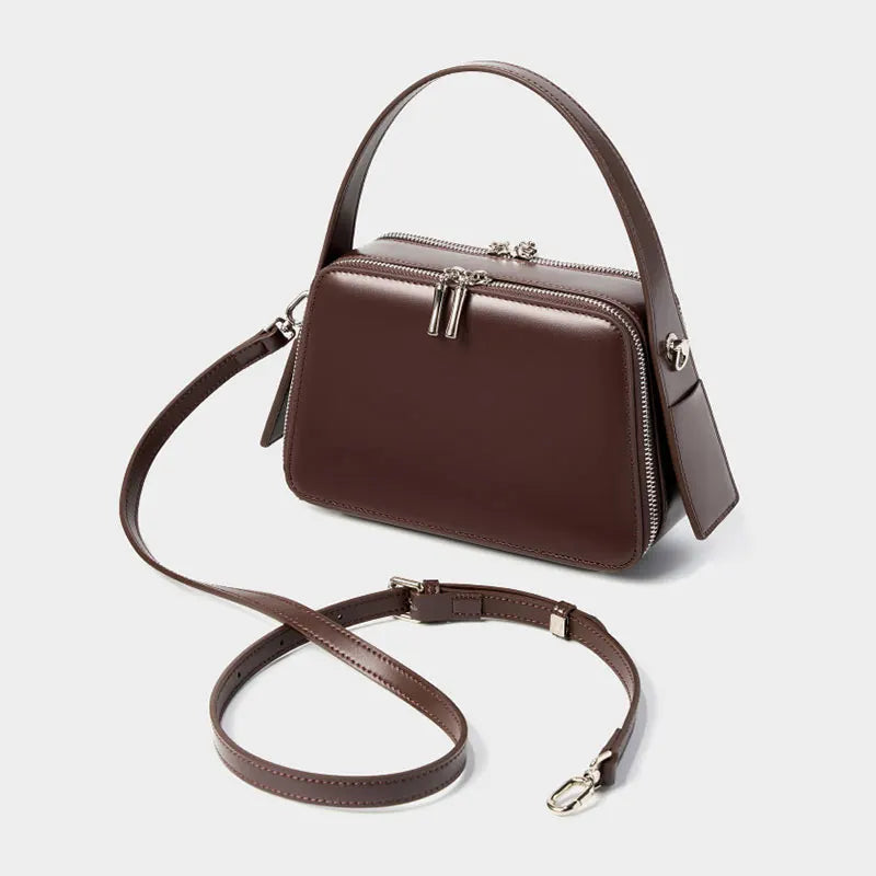 Fashionable Women's Bag Luxury Cowhide Box Type Handbags High Quality Women Shoulder Bags Split Leather Female Crossbody Bag