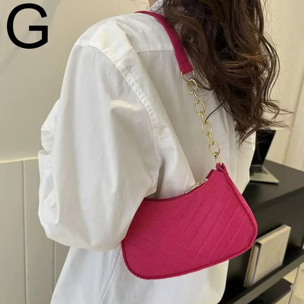 Mini Shoulder Bags for Women Fashion Felt Women's Bag Design Advanced Underarm Handbags Beautiful Purses Crescent SaddleBag 2026
