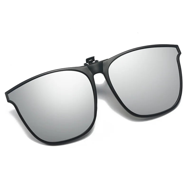 Polarized Clip-On Sunglasses for Men, Car Driver Goggles, UV400 Sunglasses, Anti-Glare Vintage Square Glasses