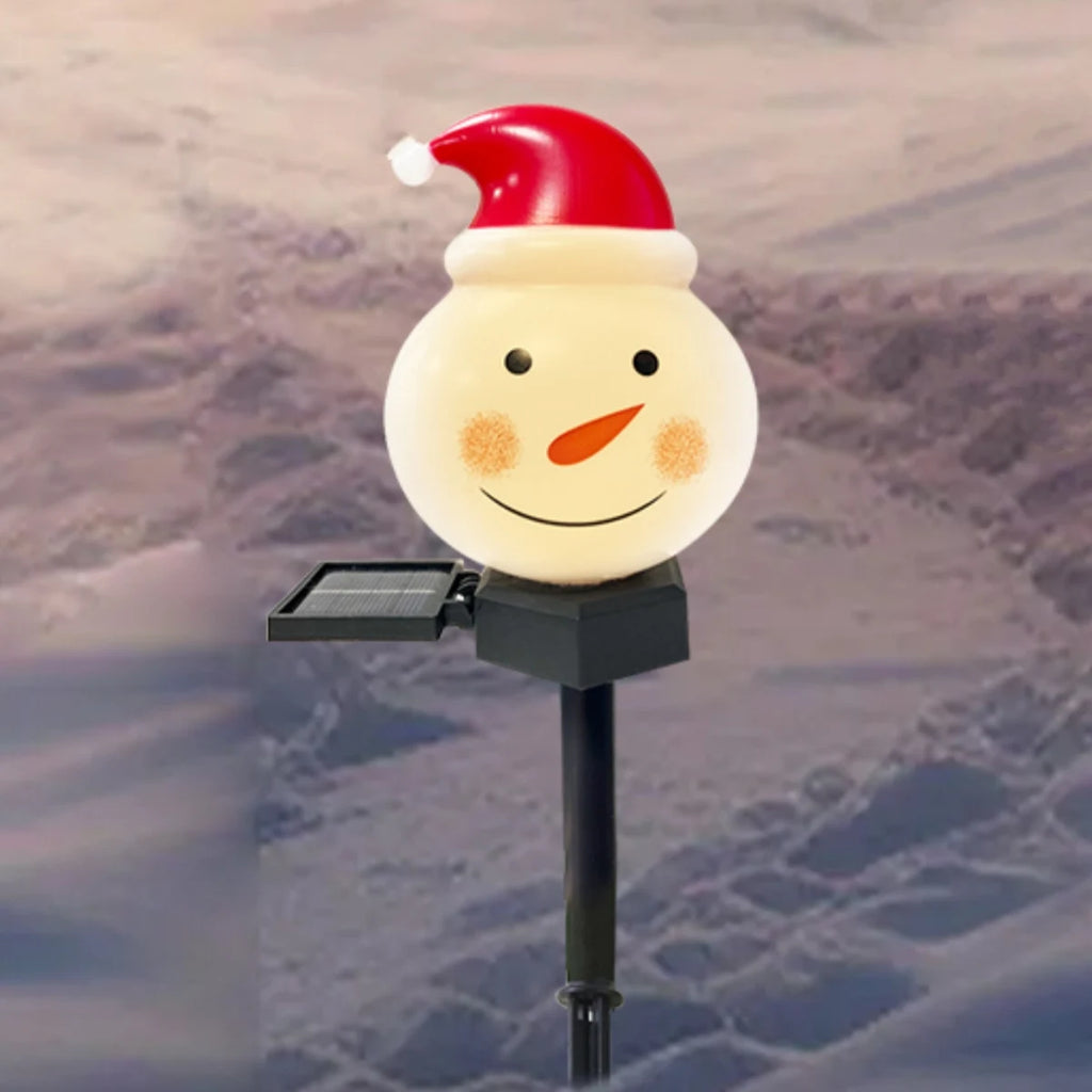 1pc Christmas Santa Claus & Snowman Landscape Lawn Solar Light Outdoor Waterproof Courtyard Ground Stakes Light For Garden Decor