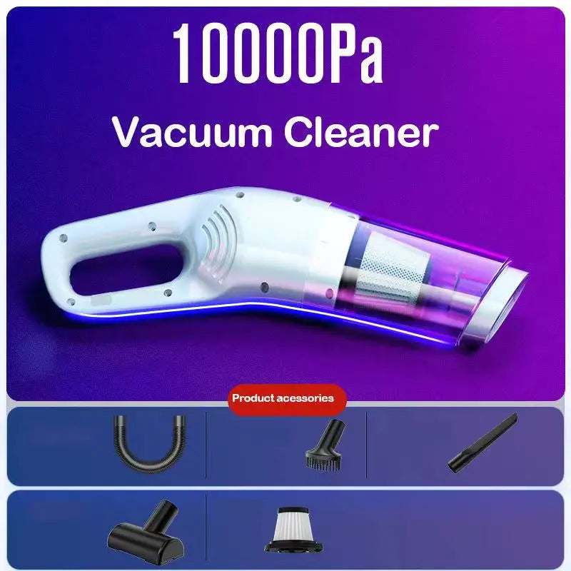 Aspirateur à main rechargeable pour la maison, aspirateur portable pour voiture et maison, sans fil, 10 000 Pa, pour poils d’animaux et poussière