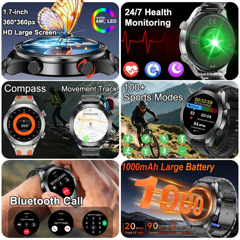 Smartwatch sportivo AMOLED da 1,7″ con chiamate Bluetooth