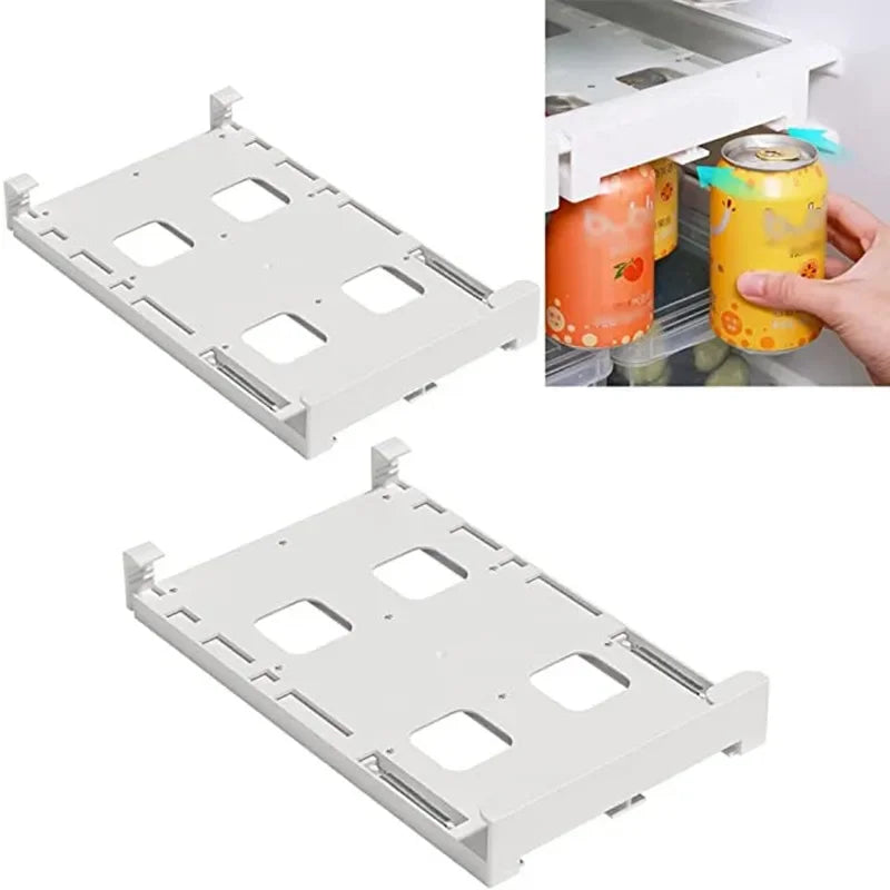 Organizador de latas para refrigerador, ahorra espacio, para guardar y ordenar bebidas en la nevera, pack de cuatro unidades, almacenamiento de cocina