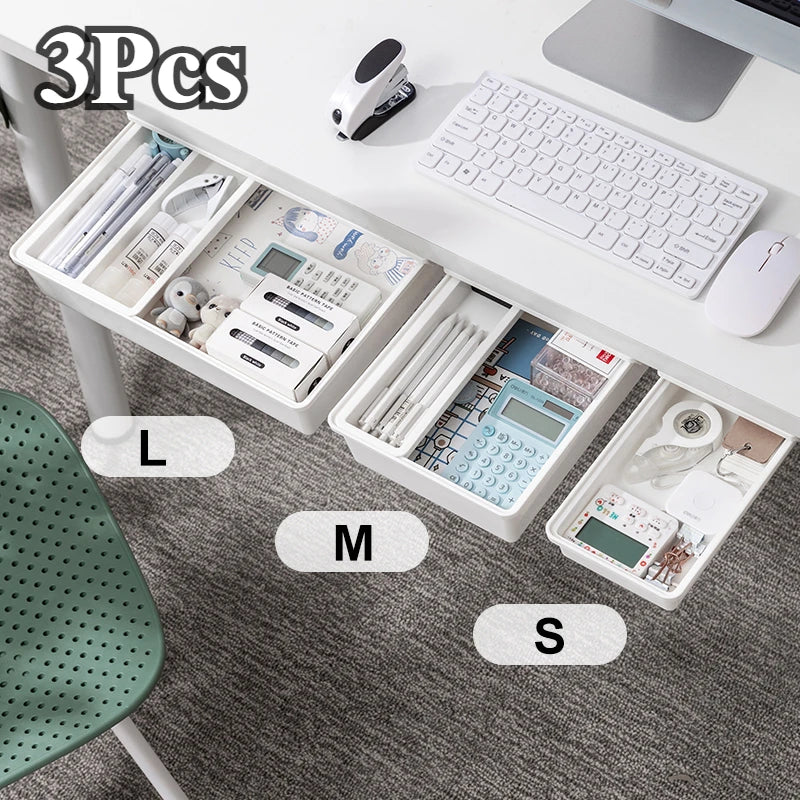Self-Adhesive Under-Desk Storage Drawer