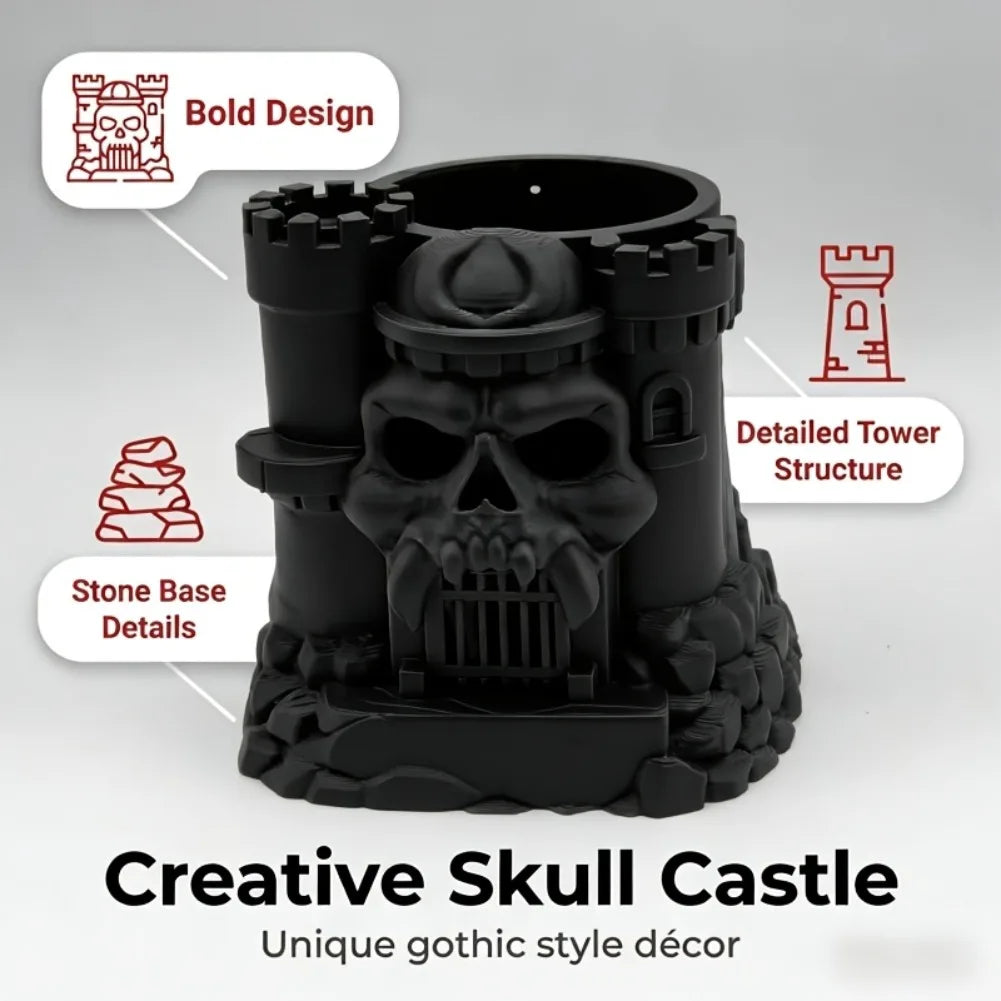 3D-Printed Skull Pen and Brush Holder