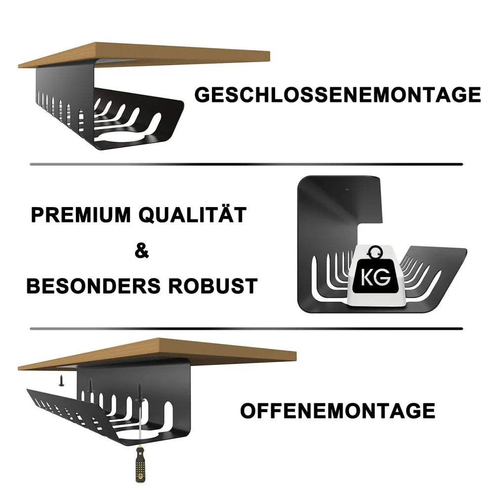 Under-Desk Metal Cable Management Tray, 2-Piece Set