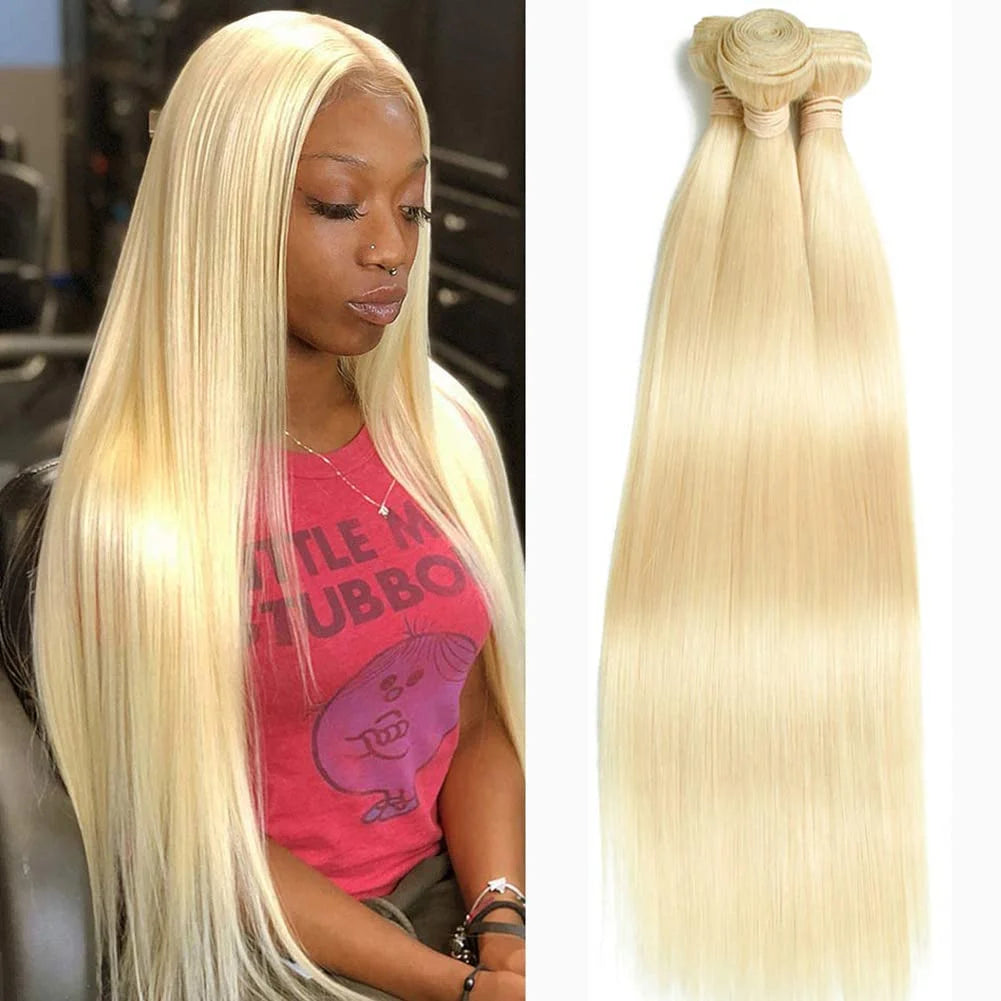 613 Paquetes de cabello humano liso 12A sin procesar 16 18 20 pulgadas Cabello humano rubio Paquetes de tejido liso Oferta 613 Liso Doble trama fuerte Extensión 613 Cabello humano 1/3/4 Paquetes para mujeres negras