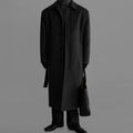 IEFB High-end Fashion Warm Solid Color Men's Wool Coat Turn Down Collar Long Sleeves Belt Tie Waist Coats Winter New Tide 9X2077