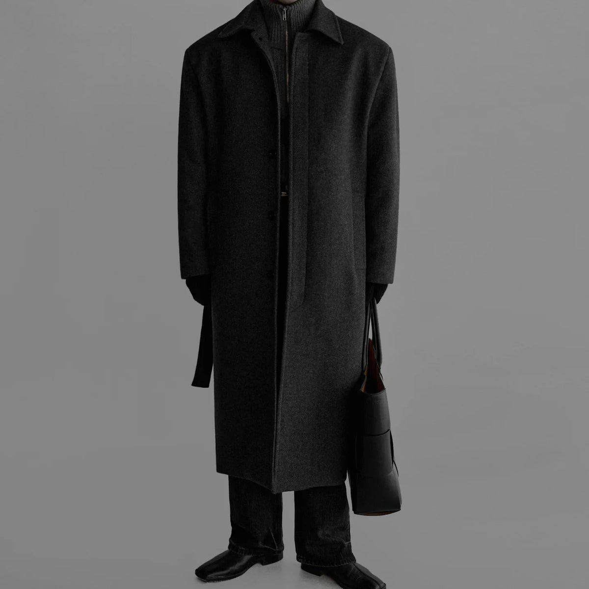 IEFB High-end Fashion Warm Solid Color Men's Wool Coat Turn Down Collar Long Sleeves Belt Tie Waist Coats Winter New Tide 9X2077