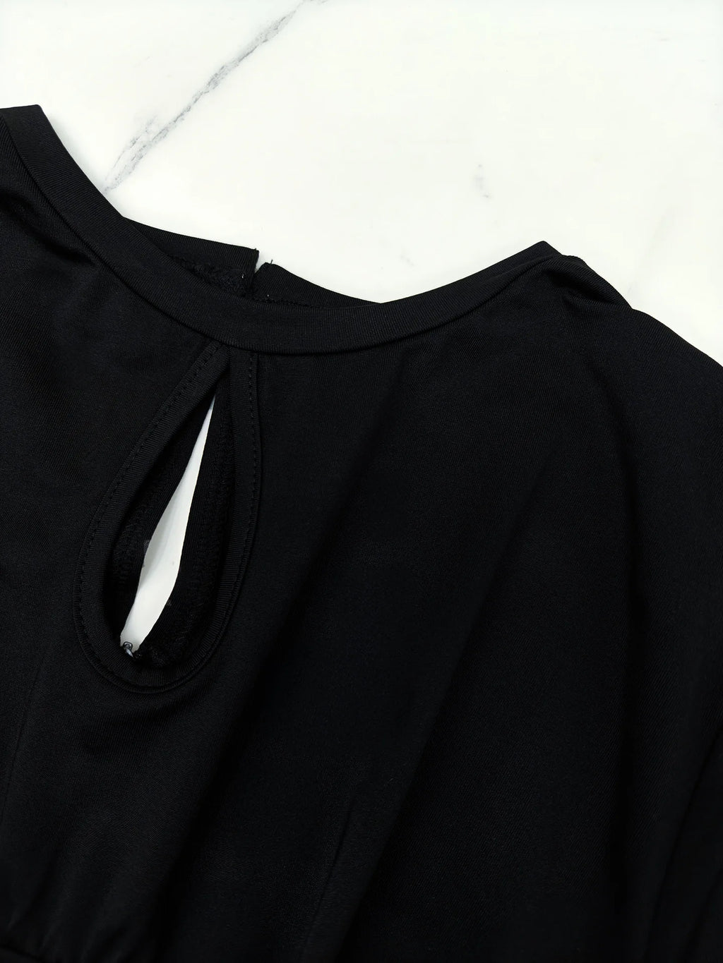Abito lungo nero donna in poliestere con maniche lunghe — immagine 5