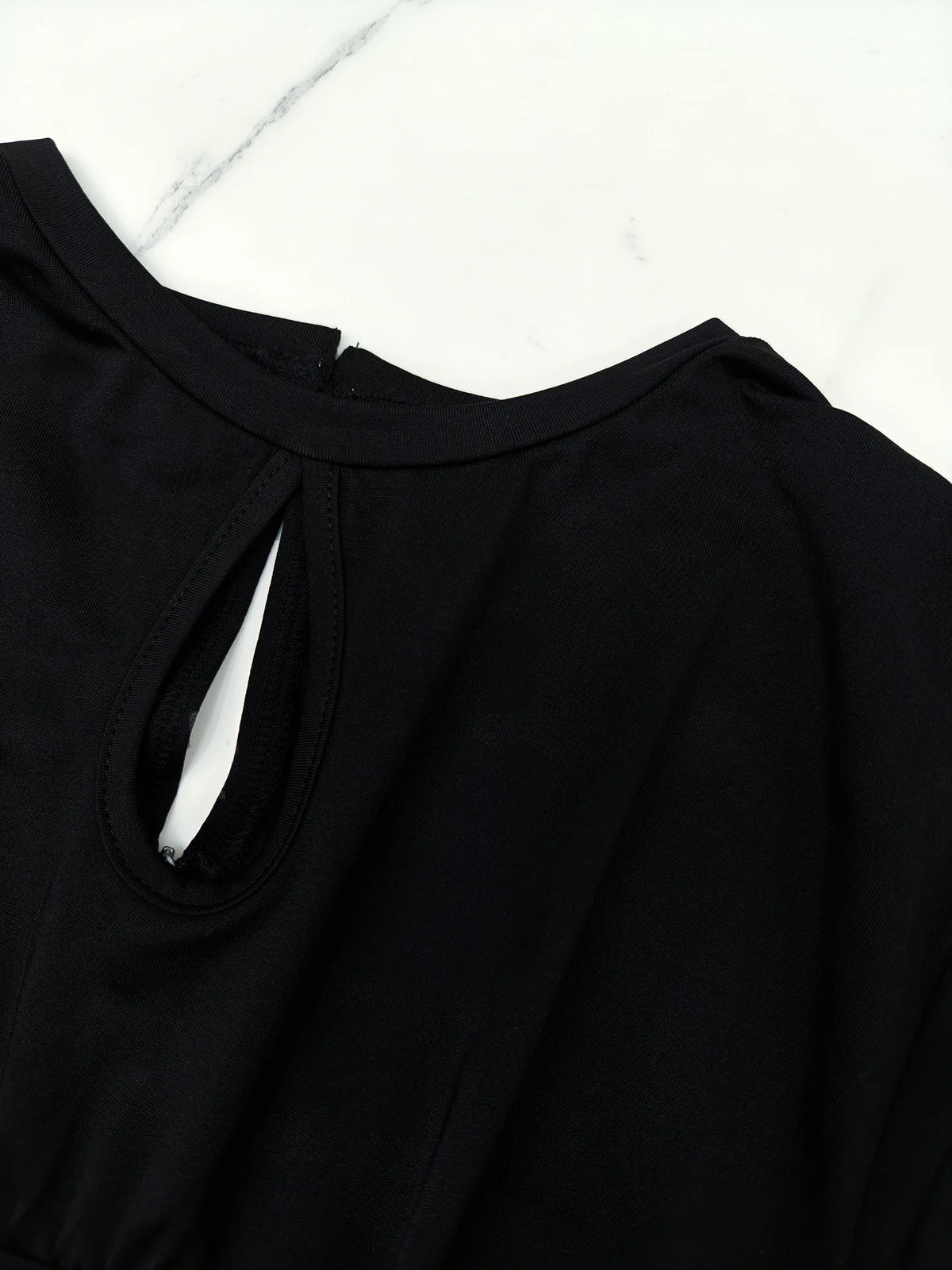 Abito lungo nero donna in poliestere con maniche lunghe — immagine 5