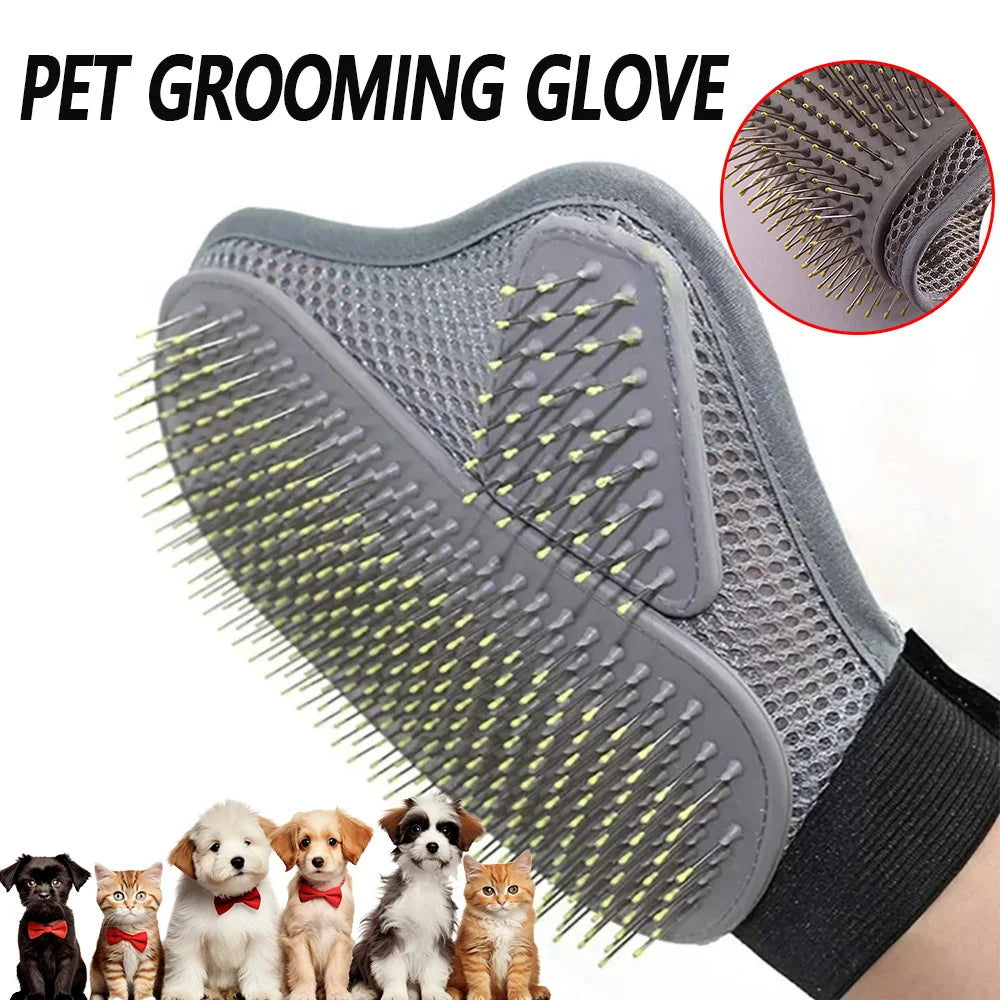 Pet Grooming Glove Hair Removal Brush for Cats and Dogs, Gentle and Efficient Deshedding Comb for Bathing and Massage