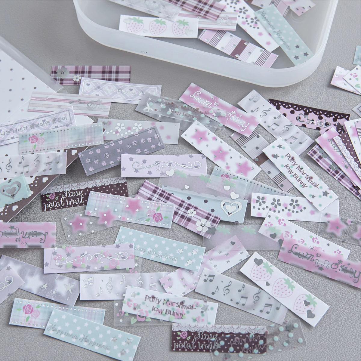 40pcs Plain Island Series Kawaii Basic Versatile Dual Material Hot Silver Stickers DIY Scrapbook Aesthetic Stationery Stickers