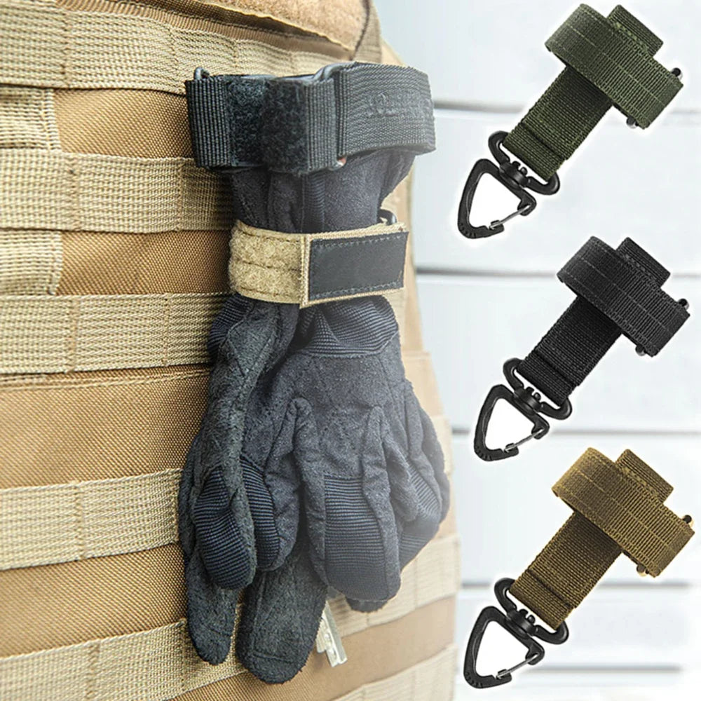 Multi-purpose Nylon Gloves Hook Outdoor Camping Tactical Climbing Rope Holder Anti-lost Hanging Buck Strap Safety Clip Belt