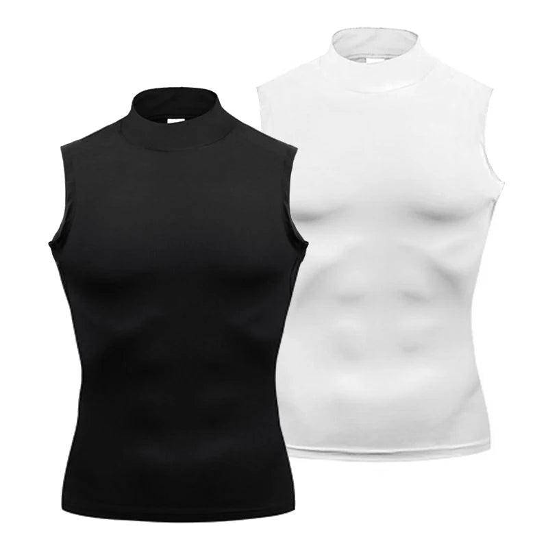 Maglia sportiva uomo senza maniche a collo alto