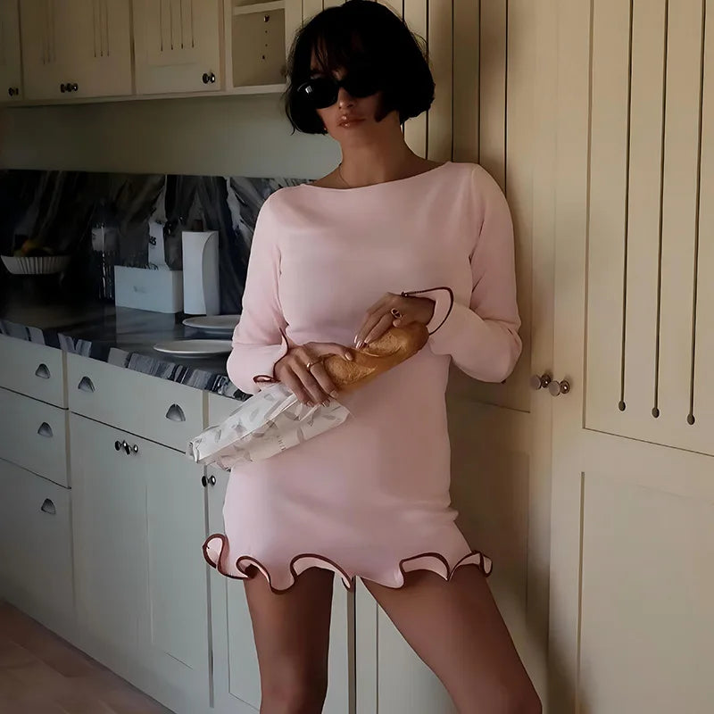 Mini abito donna con scollo rotondo e maniche lunghe — immagine 6