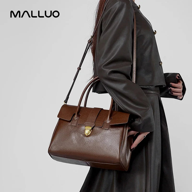 Women's Cow Real Leather Retro Shoulder Bags Ladies Natural Cowhide Bag Female Casual Design Luxury Commuting Handbag for Lady