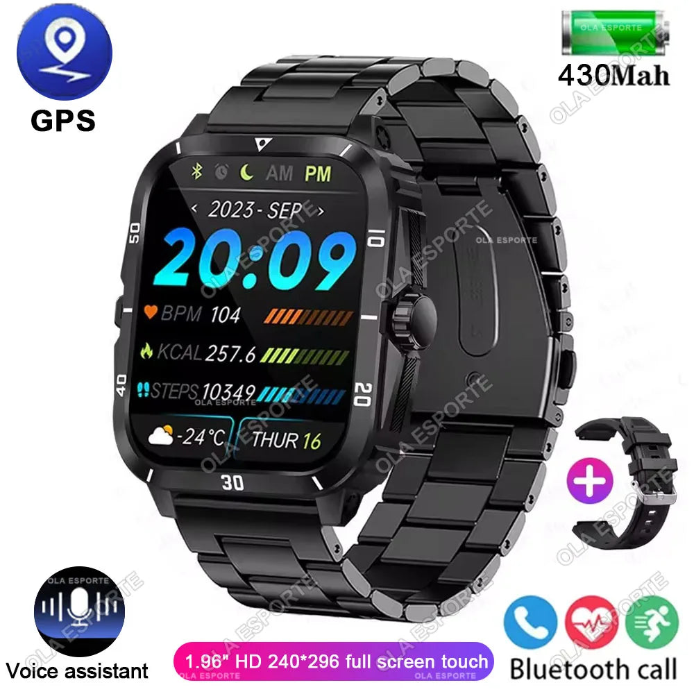 2026 Outdoor Military Watch 1.96" Smartwatch Men Bluetooth Call Health Monitor Smart Watch Sport Fitness Waterproof Watches Hw12